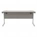 Astin Rectangular Single Upright Cantilever Desk 1600x600x730mm Alaskan Grey Oak/Silver KF803667 KF803667