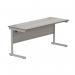 Astin Rectangular Single Upright Cantilever Desk 1600x600x730mm Alaskan Grey OakSilver KF803667 KF803667