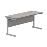 Astin Rectangular Single Upright Cantilever Desk 1600x600x730mm Alaskan Grey Oak/Silver KF803667 KF803667