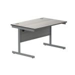Astin Rectangular Single Upright Cantilever Desk 1200x800x730mm Alaskan Grey Oak/Silver KF803677 KF803677