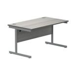 Astin Rectangular Single Upright Cantilever Desk 1400x800x730mm Alaskan Grey Oak/Silver KF803687 KF803687