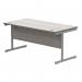 Astin Rectangular Single Upright Cantilever Desk 1600x800x730mm Alaskan Grey Oak/Silver KF803697 KF803697