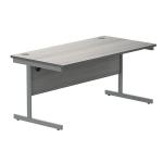 Astin Rectangular Single Upright Cantilever Desk 1600x800x730mm Alaskan Grey Oak/Silver KF803697 KF803697