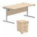 Astin Rectangular Desk +3Drw Mobile Under Desk Pedestal 1680 Canadian OakSilver KF803797 KF803797