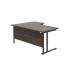 Jemini Radial Right Hand Double Upright Cantilever Desk 1800x1200x730mm Dark Walnut/Black KF803805 KF803805