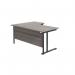 Jemini Radial Right Hand Double Upright Cantilever Desk 1800x1200x730mm Grey OakBlack KF803812 KF803812