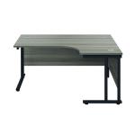 Jemini Radial Right Hand Double Upright Cantilever Desk 1800x1200x730mm Grey Oak/Black KF803812 KF803812