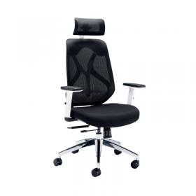VOW Arista Stealth High Back Chair with Headrest Adjustable Arms BlackWhite KF80382 KF80382