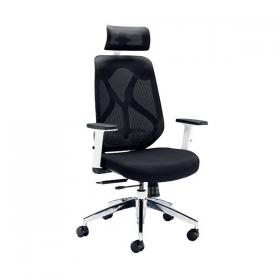 Arista Stealth High Back Chair with Headrest Adjustable Arms Black/White KF80382 KF80382