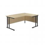 Jemini Radial Right Hand Double Upright Cantilever Desk 1800x1200x730mm Maple/Black KF803829 KF803829