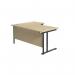 Jemini Radial Right Hand Double Upright Cantilever Desk 1800x1200x730mm Maple/Black KF803829 KF803829