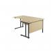 Jemini Radial Right Hand Double Upright Cantilever Desk 1800x1200x730mm Maple/Black KF803829 KF803829