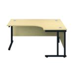 Jemini Radial Right Hand Double Upright Cantilever Desk 1800x1200x730mm Maple/Black KF803829 KF803829