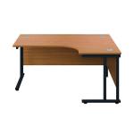 Jemini Radial Right Hand Double Upright Cantilever Desk 1800x1200x730mm Nova Oak/Black KF803836 KF803836