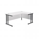 Jemini Radial Right Hand Double Upright Cantilever Desk 1800x1200x730mm White/Black KF803843 KF803843