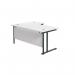 Jemini Radial Right Hand Double Upright Cantilever Desk 1800x1200x730mm White/Black KF803843 KF803843