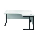 Jemini Radial Right Hand Double Upright Cantilever Desk 1800x1200x730mm White/Black KF803843 KF803843