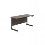 Jemini Rectangular Single Upright Cantilever Desk 1200x600x730mm Dark Walnut/Black KF803874 KF803874