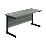 Jemini Rectangular Single Upright Cantilever Desk 1200x600x730mm Grey Oak/Black KF803881 KF803881