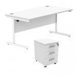 Astin Rectangular Desk 1600x800x730mm +3Drw Under Desk Pedestal Arctic WhiteArctic White KF803897 KF803897