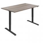 First Economy Single Motor SitStand Desk 1400x800x705-1220mm Grey OakBlack KF803901 KF803901