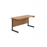 Jemini Rectangular Single Upright Cantilever Desk 1200x600x730mm Nova OakBlack KF803904 KF803904