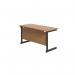 Jemini Rectangular Single Upright Cantilever Desk 1200x600x730mm Nova OakBlack KF803904 KF803904