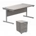 Astin Rectangular Desk +3Drw Mobile Under Desk Pedestal 1680 Alaskan Grey OakSilver KF803907 KF803907