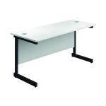 Jemini Rectangular Single Upright Cantilever Desk 1200x600x730mm White/Black KF803911 KF803911