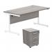 Astin Rectangular Desk 1600x800x730mm +3Drw Under Desk Pedestal Alaskan Grey OakWhite KF803917 KF803917