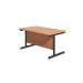 Jemini Rectangular Single Upright Cantilever Desk 1200x800x730mm Beech/Black KF803928 KF803928