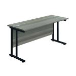 Jemini Rectangular Double Upright Cantilever Desk 1400x600x730mm Grey Oak/Black KF803935 KF803935