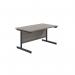 Jemini Rectangular Single Upright Cantilever Desk 1200x800x730mm Grey OakBlack KF803959 KF803959