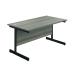 Jemini Rectangular Single Upright Cantilever Desk 1200x800x730mm Grey Oak/Black KF803959 KF803959