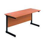 Jemini Rectangular Single Upright Cantilever Desk 1400x600x730mm Beech/Black KF803997 KF803997