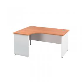 Jemini Switch Radial Left Hand Desk 1600x1200x730mm Beech/White KF805366 KF805366