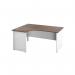 Jemini Switch Radial Left Hand Desk 1600x1200x730mm Dark Walnut/White KF805410 KF805410