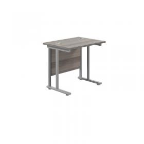 VOW Jemini Double Upright Rectangular Desk 800x600x730mm Grey OakSilver KF806097 KF806097