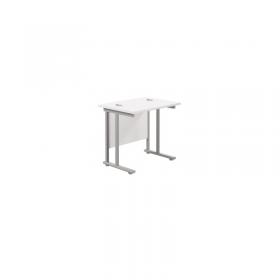 Jemini Double Upright Rectangular Desk 800x600x730mm White/Silver KF806110 KF806110