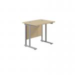 Jemini Double Upright Rectangular Desk 800x600x730mm Maple/Silver KF806127 KF806127