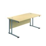 Jemini Double Upright Rectangular Desk 800x600x730mm Maple/Silver KF806127 KF806127