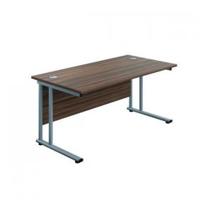 Jemini Double Upright Rectangular Desk 800x600x730mm Dark Walnut/Silver KF806134 KF806134