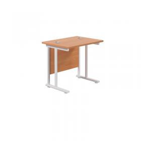 Jemini Rectangular Cantilever Desk 800x600x730mm Beech/White KF806141 KF806141