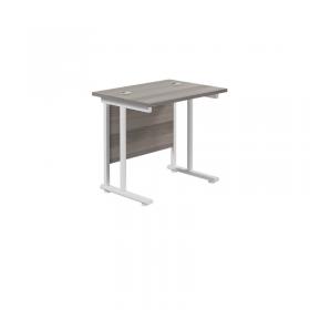 VOW Jemini Rectangular Cantilever Desk 800x600x730mm Grey OakWhite KF806158 KF806158