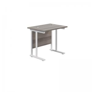 VOW Jemini Rectangular Cantilever Desk 800x600x730mm Grey OakWhite