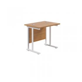 VOW Jemini Rectangular Cantilever Desk 800x600x730mm Nova OakWhite KF806165 KF806165