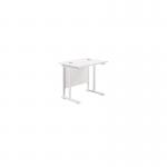 Jemini Rectangular Cantilever Desk 800x600x730mm White/White KF806172 KF806172