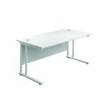 Jemini Rectangular Cantilever Desk 800x600x730mm White/White KF806172 KF806172