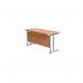 Jemini Rectangular Cantilever Desk 1200x600x730mm Beech/Silver KF806202 KF806202