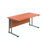 Jemini Rectangular Cantilever Desk 1200x600x730mm Beech/Silver KF806202 KF806202